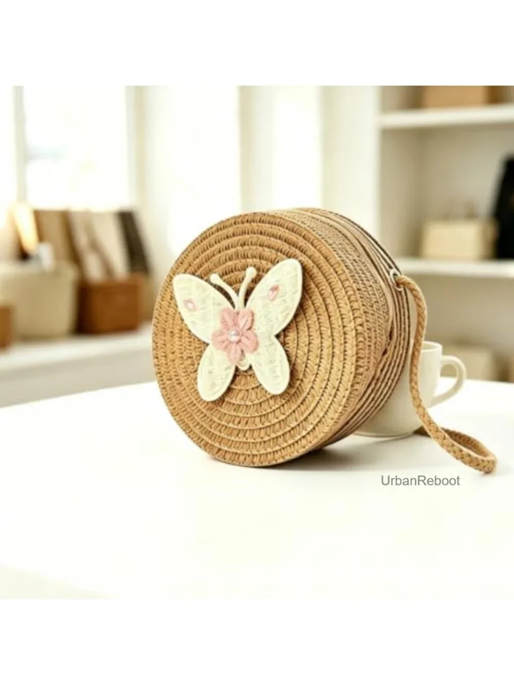 Girls Toddler Straw Crossbody Purse Mini Round Beach Bag Gift